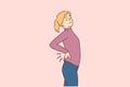 Unhealthy woman stretch suffer from backache