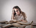 Young woman studying hard