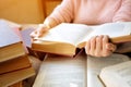 Young woman studying in library