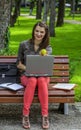 Young Woman Studying in a Park Royalty Free Stock Photo