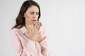 Young woman suffering from cough Royalty Free Stock Photo