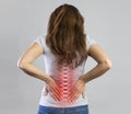 Young woman suffering from lower back pain Royalty Free Stock Photo