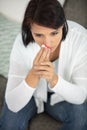 Young woman suffering from nose bleeding Royalty Free Stock Photo