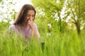 Young woman suffering from seasonal allergy outdoors Royalty Free Stock Photo