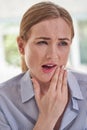 Young Woman Suffering With Toothache Touching Jaw Royalty Free Stock Photo