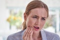Young Woman Suffering With Toothache Touching Jaw Royalty Free Stock Photo
