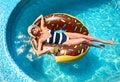 Young woman on summer pool party Royalty Free Stock Photo