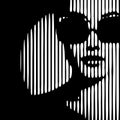 Young woman with sunglasses portrait. Abstract beautiful female face drawing with lines. Girl, minimalist fashion design