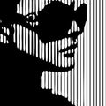 Young woman with sunglasses portrait. Abstract beautiful female face drawing with lines. Girl, minimalist fashion design