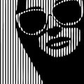 Young woman with sunglasses portrait. Abstract beautiful female face drawing with lines. Girl, minimalist fashion design