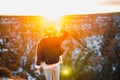 Young woman in the sunset at the Grand Canyon Royalty Free Stock Photo