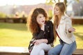 Young woman support and soothe her upsed friend Royalty Free Stock Photo