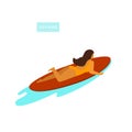 Young woman surfer lying on a surfboard swimming in the sea Royalty Free Stock Photo