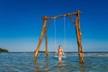 Young woman on swing Phu Quoc Royalty Free Stock Photo