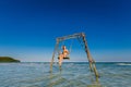 Young woman on swing Phu Quoc Royalty Free Stock Photo