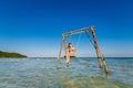 Young woman on swing Phu Quoc Royalty Free Stock Photo