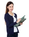 Young woman take note on clipboard Royalty Free Stock Photo