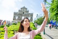 Young Woman taking selfie with Saint Paul's Cathedral Royalty Free Stock Photo