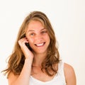 Young woman talk on a cellular telephone Royalty Free Stock Photo