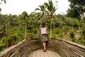 Woman in Tegallalang rice terraces in Bali, Indonesia Royalty Free Stock Photo