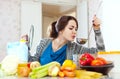 Young woman tests food