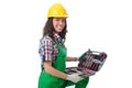 Young woman with toolkit Royalty Free Stock Photo