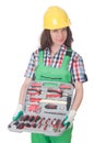 Young woman with toolkit Royalty Free Stock Photo