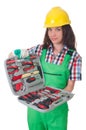 Young woman with toolkit Royalty Free Stock Photo
