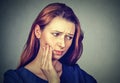 Young woman with toothache crown problem pain Royalty Free Stock Photo