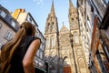 Woman traveling in Clermont-Ferrand city in France Royalty Free Stock Photo