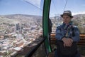 Woman tourist in La Paz Teleferico Cable car, Bolivia Royalty Free Stock Photo