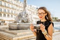 Woman traveling in Montpellier city, France Royalty Free Stock Photo