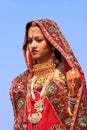 Young woman in traditional dress taking part in Desert Festival, Jaisalmer, India