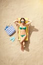 Young woman traveler tourist top view vacation Royalty Free Stock Photo