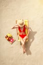 Young woman traveler tourist top view vacation