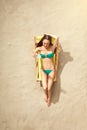 Young woman traveler tourist top view vacation Royalty Free Stock Photo