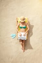 Young woman traveler tourist top view vacation Royalty Free Stock Photo