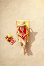 Young woman traveler tourist top view vacation Royalty Free Stock Photo