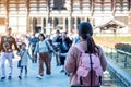 Young Woman traveling at Todaiji temple, Happy Asian traveler visit in Nara near Osaka. landmark and popular for tourists