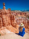 Young woman travels Bryce Canyon national park in Utah, United States
