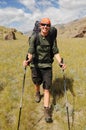 Young woman trekking in mountain