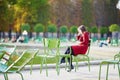 Young woman in Tuileries garden of Paris, France Royalty Free Stock Photo