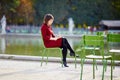 Young woman in Tuileries garden of Paris, France Royalty Free Stock Photo