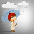 Young woman with umbrella on rain background