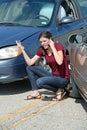 Young Woman Upset After Car Collision Royalty Free Stock Photo