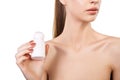 Young woman using deodorant Royalty Free Stock Photo