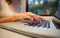 Young woman using her laptop computer Royalty Free Stock Photo