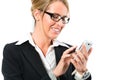 Young woman using her mobile phone for texting Royalty Free Stock Photo
