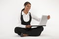 Young Woman Using Laptop and Blue Tooth Royalty Free Stock Photo