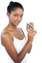 Young woman using nail file Royalty Free Stock Photo